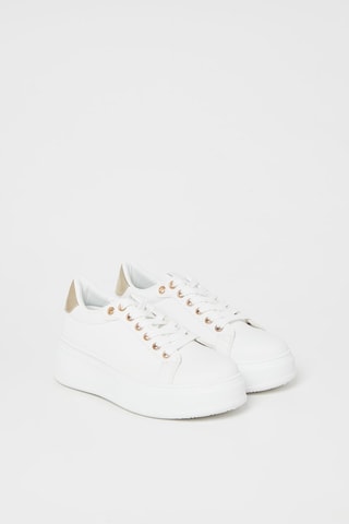 Sapatilhas com plataforma - Branco e dourado