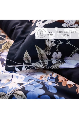 Taie de traversin en satin de coton 80 fils/cm² Floraison d'hortensias - Bleu