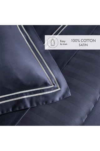 Taie de traversin en satin de coton 80 fils/cm² Nice - Blanc et bleu foncé