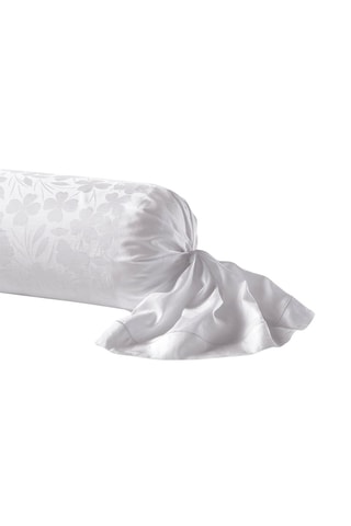 Taie de traversin en satin de coton 120 fils/cm² Petit Chênes - Blanc