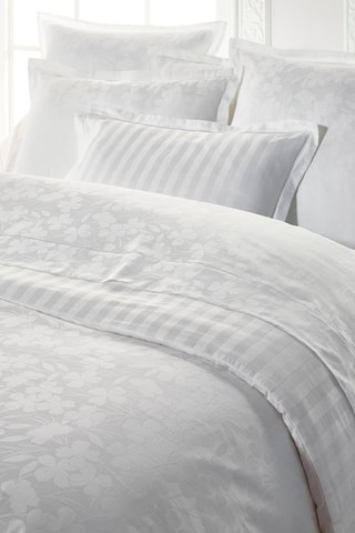 Taie de traversin en satin de coton 120 fils/cm² Petit Chênes - Blanc