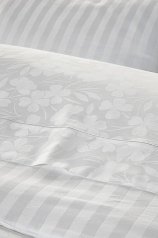 Taie de traversin en satin de coton 120 fils/cm² Petit Chênes - Blanc