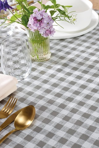 Nappe rectangulaire anti-tâche Carrés - Taupe - 140 x 250 cm