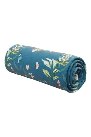Drap-housse en satin de coton 80 fils/cm² Belle de Nuit - Bleu
