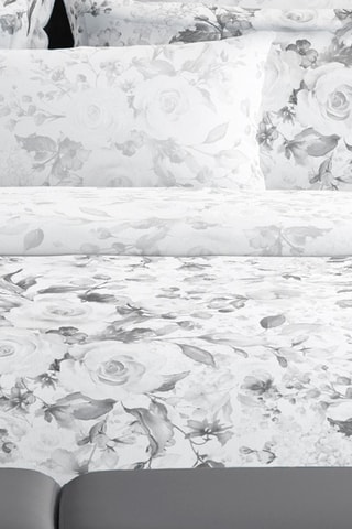 2 taies d'oreiller en satin de coton 80 fils/cm² Roseraie - Noir et blanc