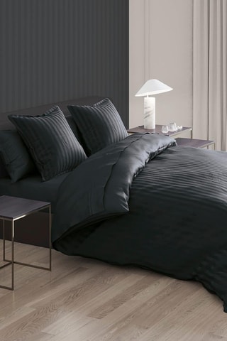 2 taies d'oreiller en satin de coton 80 fils/cm²   - Noir