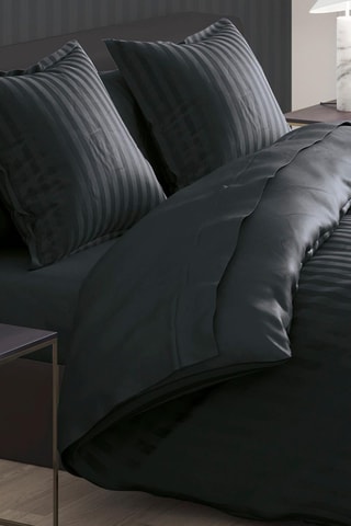 2 taies d'oreiller en satin de coton 80 fils/cm² - Noir