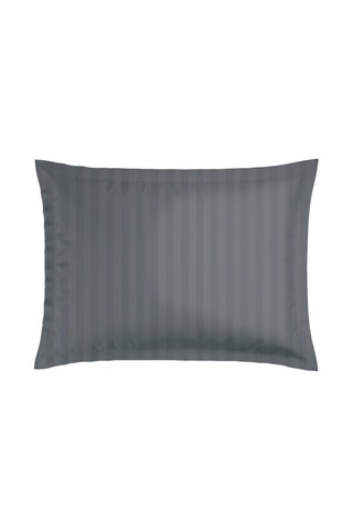 2 taies d'oreiller en satin de coton 79 fils/cm² Dobby Stripe - Gris foncé