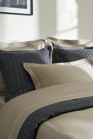 2 taies d'oreiller en satin de coton Nice Taupe - 50 x 70 cm