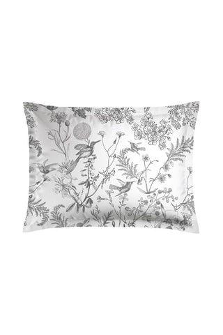 2 taies d'oreiller en satin de coton 80 fils/cm² Colibri botanique - Noir et gris