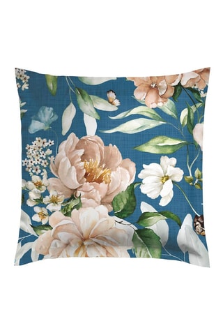 2 taies d'oreiller en satin de coton 80 fils/cm² Jardin de Fleurs - Bleu