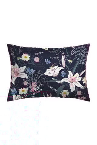 2 taies d'oreiller en satin de coton 80 fils/cm² Jardin rêveur - Bleu foncé et rose