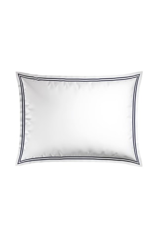 2 taies d'oreiller en satin de coton 80 fils/cm² Nice - Bleu foncé et blanc