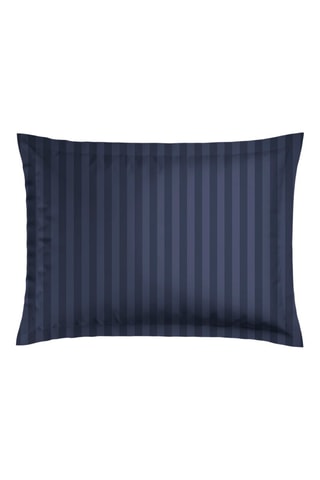 Taie d'oreiller en satin de coton Jacquard Bleu foncé - 50 x 70 cm