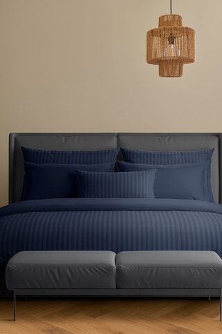 Taie d'oreiller en satin de coton Jacquard Bleu foncé - 50 x 70 cm