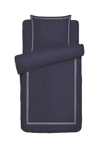 Parure de couette en satin de coton 80 fils/cm² 
Nice - Blanc et bleu foncé