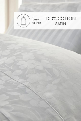 Parure de couette en satin de coton 120 fils/cm² Petit Chênes - Blanc