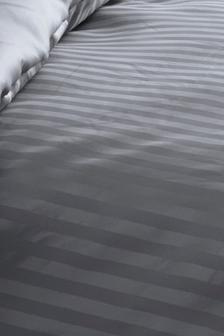 Parure de couette en satin de coton 79 fils/cm² Dobby Stripe - Gris foncé