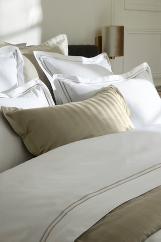 Parure de couette en satin de coton 80 fils/cm² Nice Blanc et taupe