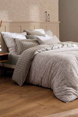 Parure de couette en satin de coton 79 fils/cm² Damask Floralia - Taupe