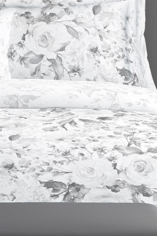 Parure de couette en satin de coton 80 fils/cm² Roseraie - Noir et blanc