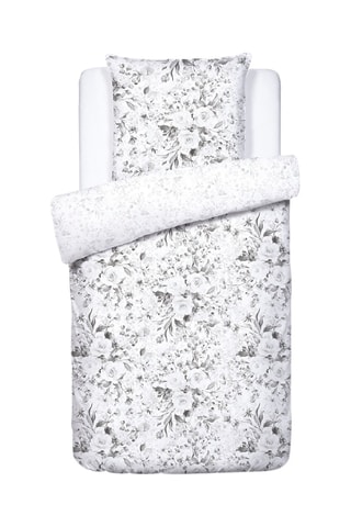 Parure de couette en satin de coton 80 fils/cm² Roseraie - Noir et blanc