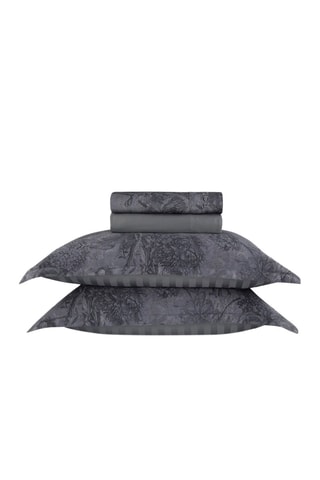 Parure de draps en satin de coton 80 fils/cm² Toile Fleurie - Gris foncé