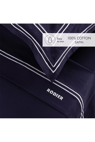 Parure de draps satin de coton 80 fils/cm² Nice - Blanc et bleu foncé