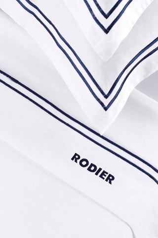 Parure de draps satin de coton 80 fils/cm² Nice - Bleu foncé et blanc