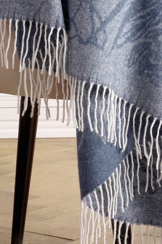 Plaid en laine et cachemire Illusion tropicale -
Bleu - 130 x 180 cm
