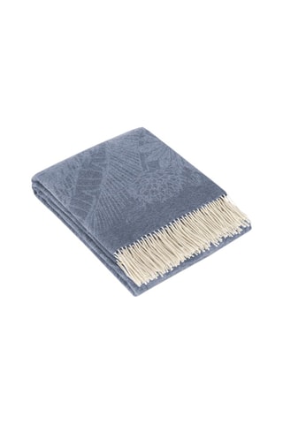 Plaid en laine et cachemire Illusion tropicale -
Bleu - 130 x 180 cm