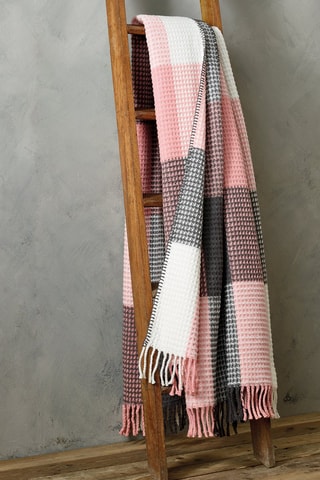 Plaid Tartan Waffle  Rose et gris - 130 x 170 cm