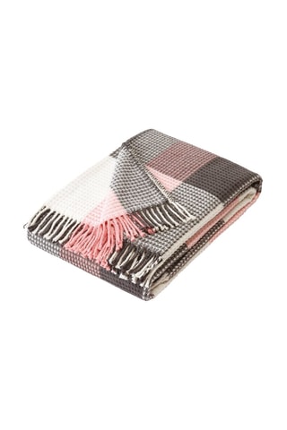 Plaid Tartan Waffle  Rose et gris - 130 x 170 cm