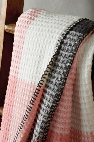 Plaid Tartan Waffle  Rose et gris - 130 x 170 cm