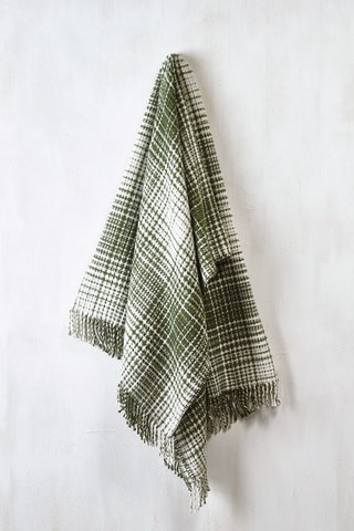 Plaid Tartan Waffle Vert et blanc - 130 x 170 cm