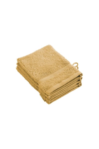4 gants de toilette Moutarde
