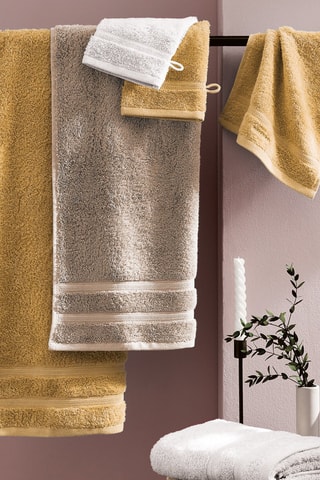 4 gants de toilette Moutarde