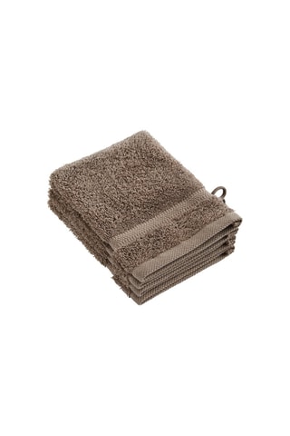 4 gants de toilette Marron