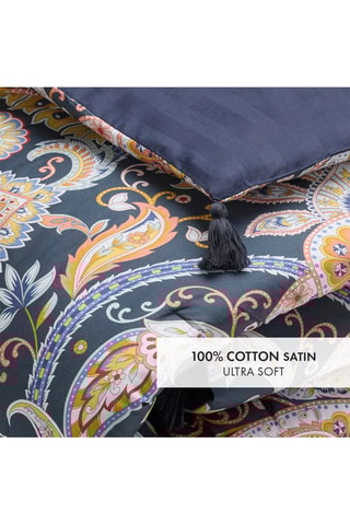 Édredon en satin de coton 80 fils/cm² Boteh - Bleu foncé