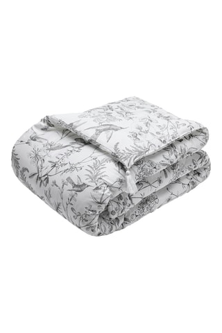 Édredon en satin de coton 80 fils/cm² Colibri botanique - Noir et gris