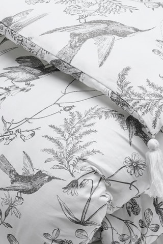 Édredon en satin de coton 80 fils/cm² Colibri botanique - Noir et gris