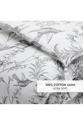 Édredon en satin de coton 80 fils/cm² Colibri botanique - Noir et gris
