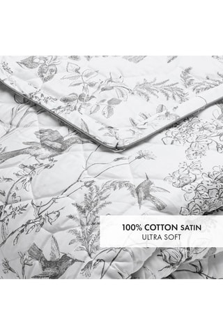 Couvre-lit XL en satin de coton 80 fils/cm² Colibri botanique - Noir et gris