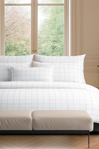 Taie de traversin Grands carreaux - Blanc