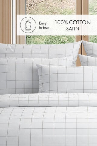 Taie de traversin Grands carreaux - Blanc