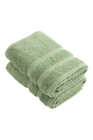 2 serviettes de toilette Vague - Vert amande - 50 x 100 cm