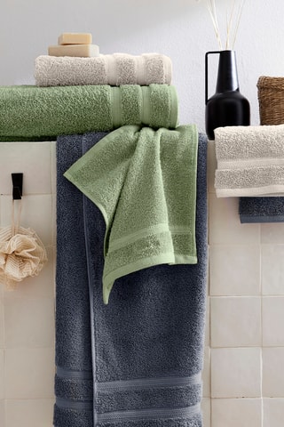 2 serviettes de toilette Vague - Bleu gris - 50 x 100 cm