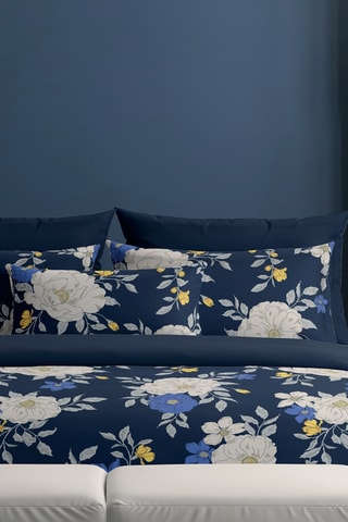 Drap plat Nuit Fleurie - Bleu foncé
