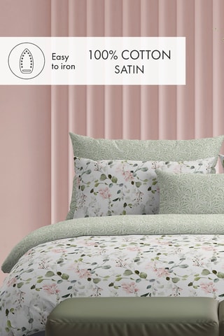 Drap plat Eclat d'eucalyptus - Blanc et vert