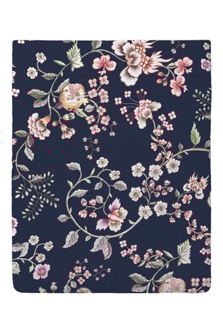 Drap plat Murmure floral - Bleu foncé et rose